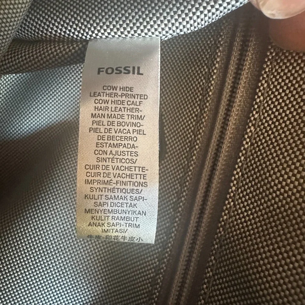 Fossil Amelia White Cheetah Black Leather Convertible Backpack Bag ZB7856504